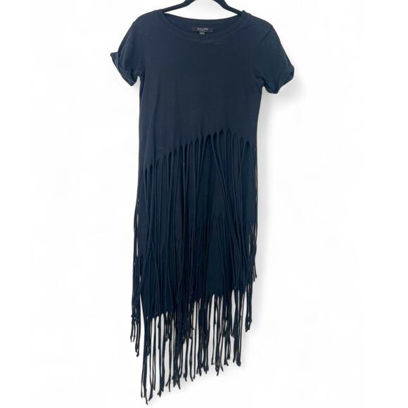 ALLSAINTS | XS | Tami Tiered Fringed T-Shirt Dress fringe Womens Short Sleeve - Picture 2 of 6